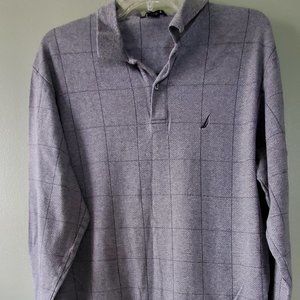 Nautica Gray Light Plaid Polo